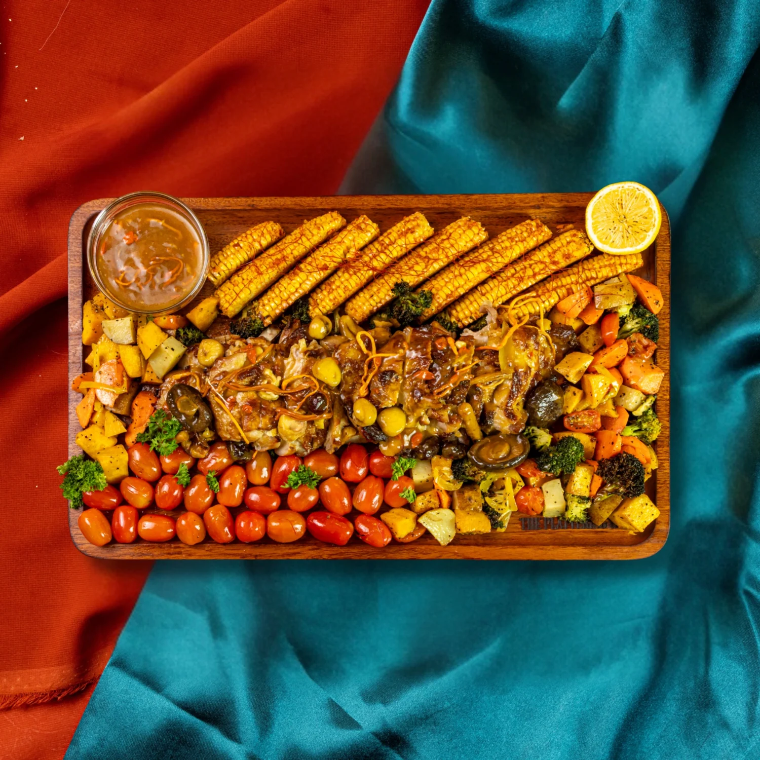 Herbal-Infused Roast Chicken with Mushrooms & Chestnuts Platter (Serves 6-8 pax)