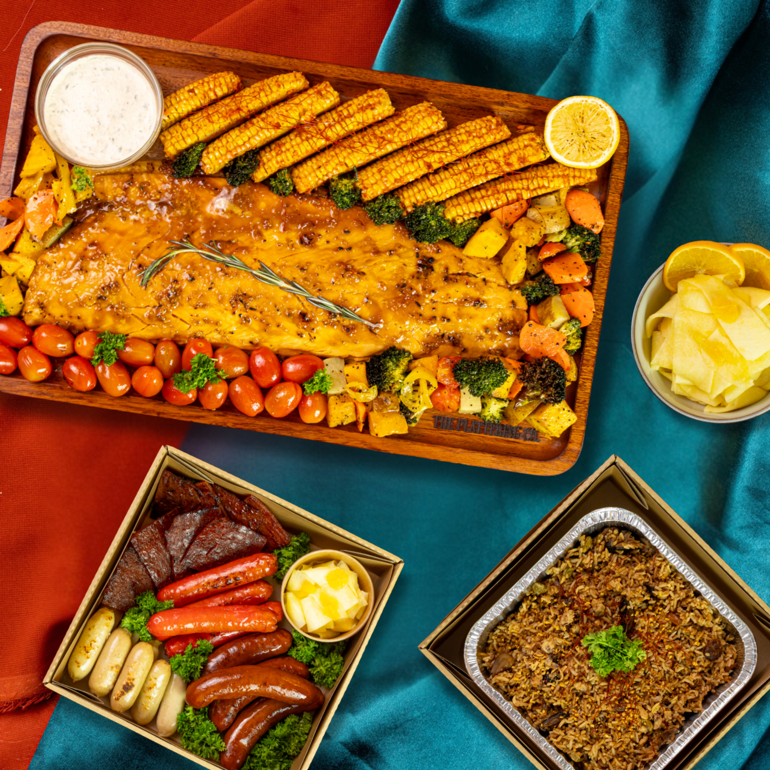 Fortune Kumquat Soy-Glazed Salmon with Housemade Cilantro Cream Dip Bundle (serves 8-10 pax)